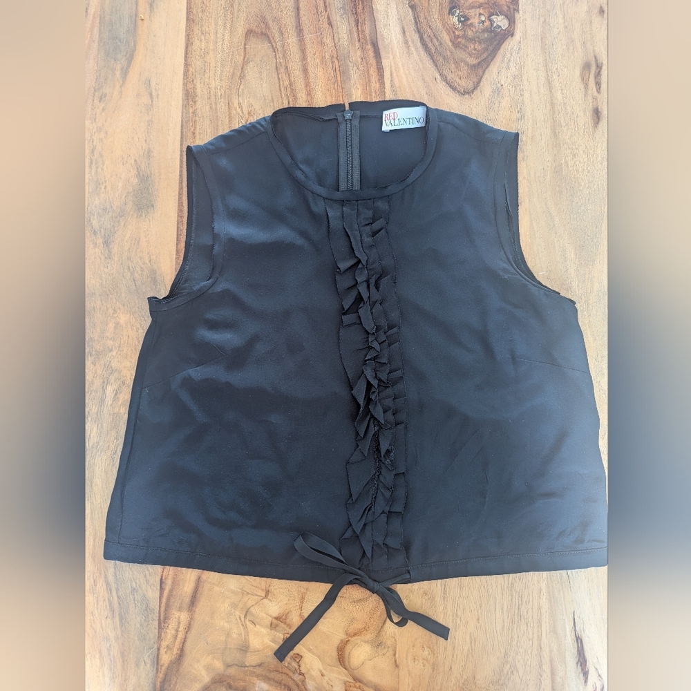 Red Valentino Black Ruffle Front Blouse